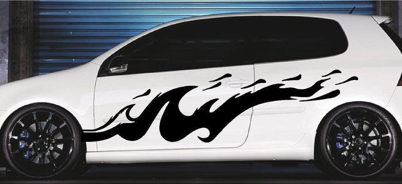 splash wave black vinyl decal on white car